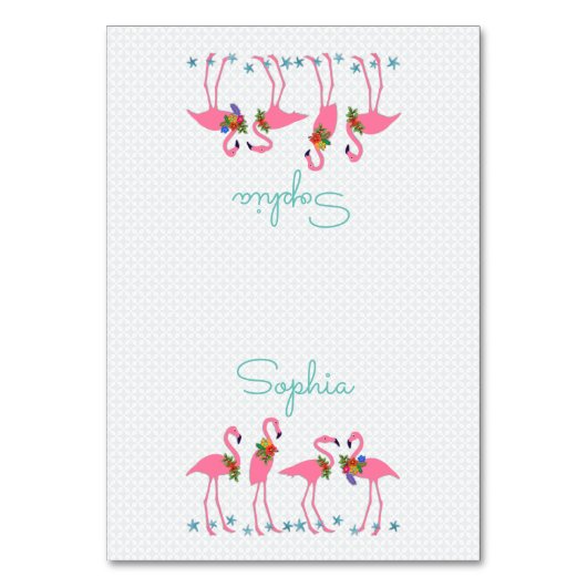 Flamingo Party Tented Place Cards with Name Kaart (Voorkant)