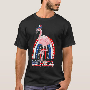Flamingo Patriotic American Flag 4 juli Red W T-shirt