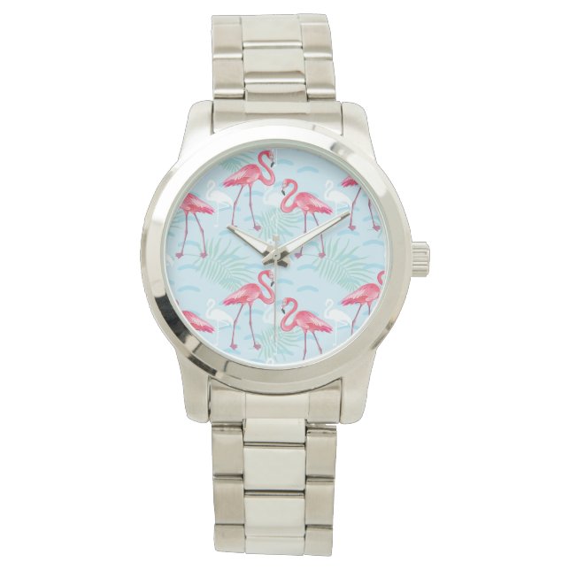 Flamingo patroon horloge (Voorkant)