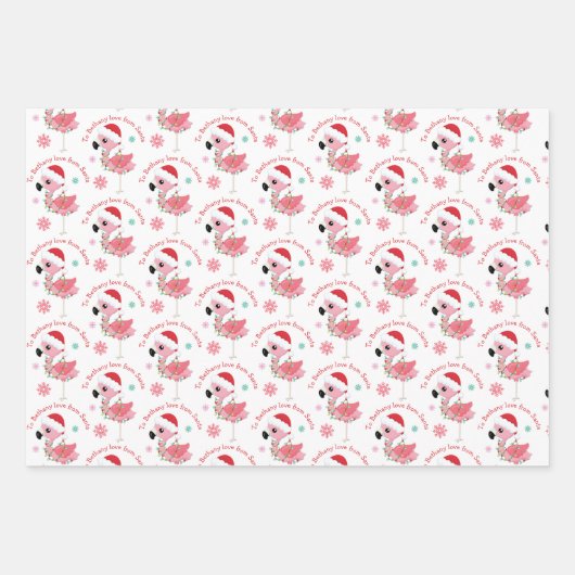 Flamingo patroon Kindernaad Kerstkerstkerstmis Inpakpapier Vel (Voorkant 2)