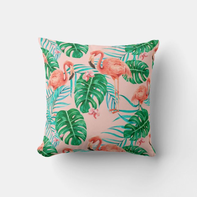 Flamingo patroon kussen (Voorkant)