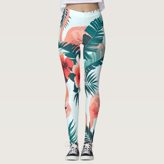 Flamingo patroon leggings (Voorkant)