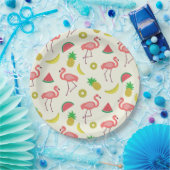 Flamingo patroon met Watermeloen en Ananas Papieren Bordje (Feest)