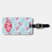 flamingo patroon | Monogram Bagagelabel (Voorkant horizontaal)