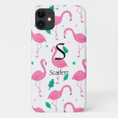 Flamingo patroon Monogram en Naam Aangepast Case-Mate iPhone Case (Achterkant)