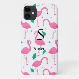 Flamingo patroon Monogram en Naam Aangepast iPhone 11 Hoesje