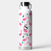 Flamingo patroon Monogram en Naam Aangepast Waterfles (Voorkant)