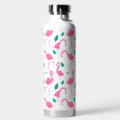 Flamingo patroon Monogram en Naam Aangepast Waterfles (Links)