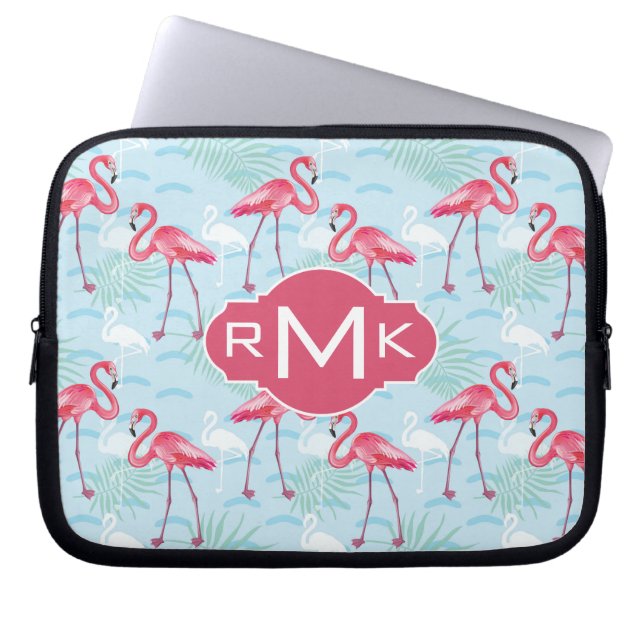 flamingo patroon | Monogram Laptop Sleeve (Voorkant)
