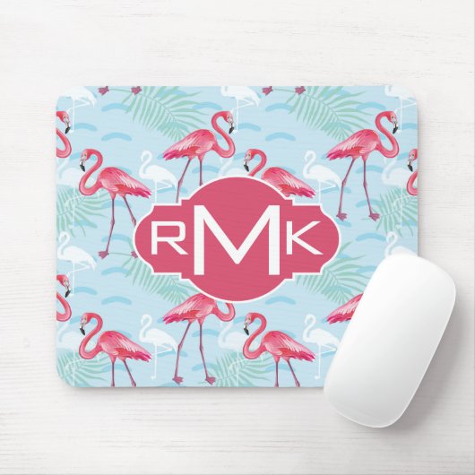 flamingo patroon | Monogram Muismat (Met muis)