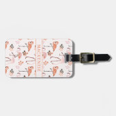 Flamingo patroon Roze Koraal Naam Bagagelabel (Voorkant horizontaal)