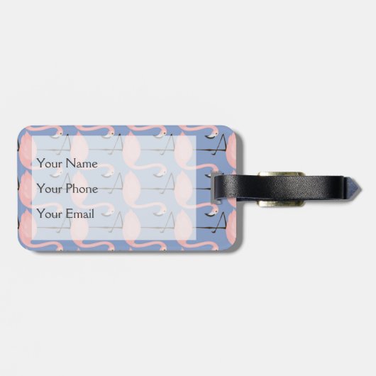 Flamingo patroon van aanbesteding | Monogram Bagagelabel (Achterkant horizontaal)