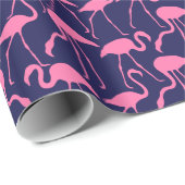 Flamingo patroon van de marine en roze cadeaupapier (Rol Hoek)