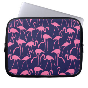 Flamingo patroon van de marine en roze laptop sleeve