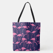 Flamingo patroon van de marine en roze tote bag (Voorkant)