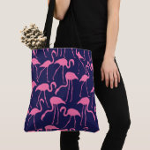 Flamingo patroon van de marine en roze tote bag (Dichtbij)