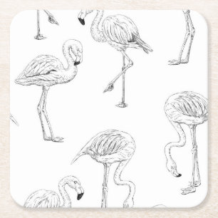 Flamingo patroon vierkante kartonnen onderzetter