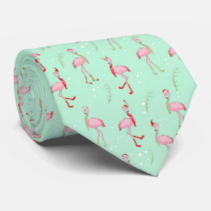 flamingo patroon voor kerstroze kerst stropdas