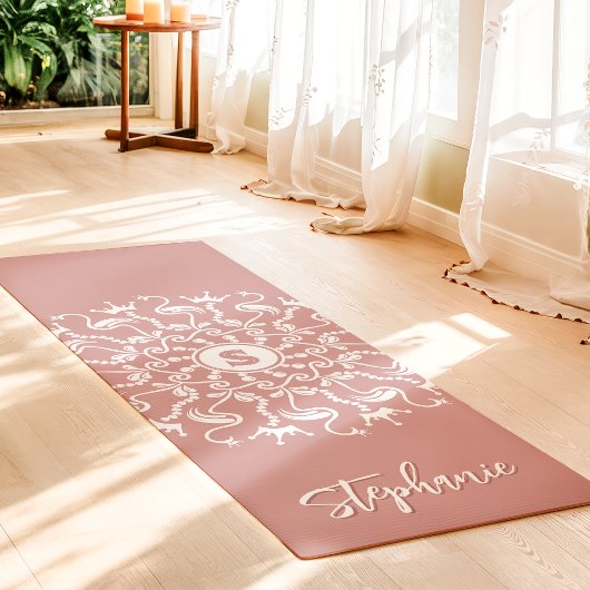 Flamingo Pearl Mandala Monogram Dusty Mauve Beachy Yogamat