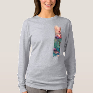 Flamingo penseelstreekverf kunst t-shirt