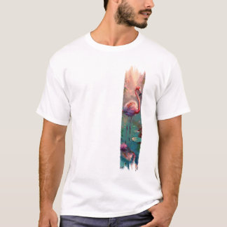 Flamingo penseelstreekverf kunst t-shirt