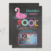 Flamingo Photo Pool Party Birthday Beach Float Kaart (Voorkant / Achterkant)