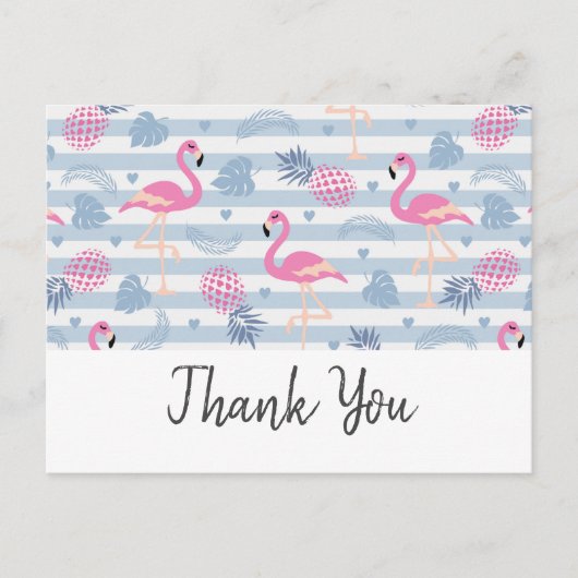 Flamingo & Pineappel Patroon Dank u Briefkaart (Voorkant)