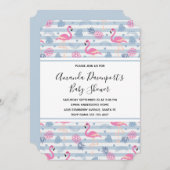 Flamingo & Pineapple Pattern-Baby shower Kaart (Voorkant / Achterkant)