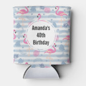 Flamingo & Pineapple Pattern Birthday Blikjeskoeler (Voorkant)