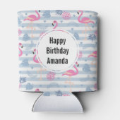 Flamingo & Pineapple Pattern Birthday Blikjeskoeler (Achterkant)