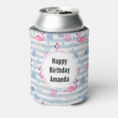 Flamingo & Pineapple Pattern Birthday Blikjeskoeler (Blikje Achterkant)