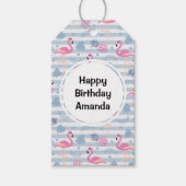 Flamingo & Pineapple Pattern Birthday Cadeaulabel (Voorkant)