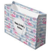 Flamingo & Pineapple Pattern Birthday Groot Cadeauzakje (Voorkant Gekanteld)