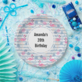 Flamingo & Pineapple Pattern Birthday Papieren Bordje (Feest)