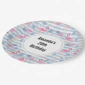 Flamingo & Pineapple Pattern Birthday Papieren Bordje (Gekanteld)