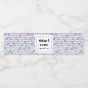 Flamingo & Pineapple Pattern Weddenschap Waterfles Etiket