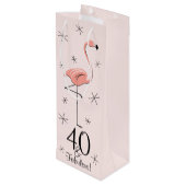 Flamingo Pink '40 en Fabulous!' cadeauzak Wijn Cadeautas (Achterkant Gekanteld)