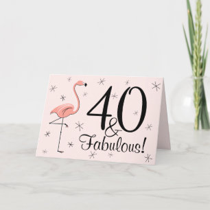 Flamingo Pink 40 en Fabulous! groetings kaart