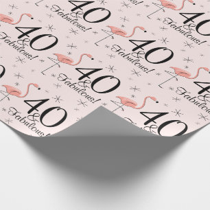 Flamingo Pink '40 en Fabulous!' verpakkingspapier Cadeaupapier