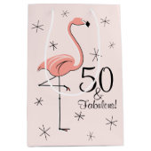 Flamingo Pink '50 and Fabulous!' cadeautas medium (Voorkant)