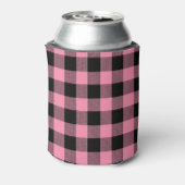 Flamingo Pink Buffalo Check Plaid 1I Monogram Blikjeskoeler (Blikje Achterkant)