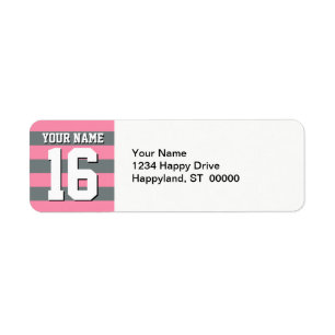 Flamingo Pink Charcoal Team Jersey Preppy Stripe Etiket