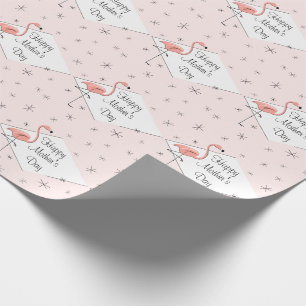 Flamingo Pink diamant Happy Moederdag cadeautje Cadeaupapier