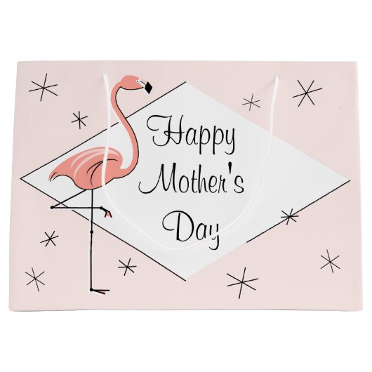 Flamingo Pink diamond Happy Moederdag groot Large Cadeautasje (Voorkant)