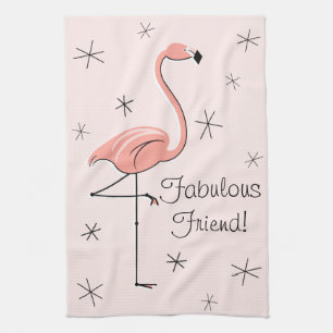 Flamingo Pink Fabulous Friend: keukenhanddoek