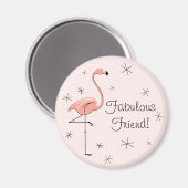 Flamingo Pink Fabulous Friend magnet Magneet (Voorkant / Achterkant)