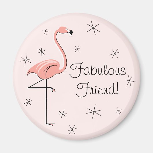 Flamingo Pink Fabulous Friend magnet Magneet (Voorkant)