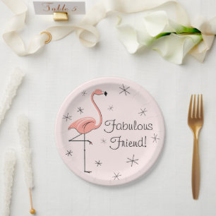 Flamingo Pink Fabulous Friend! papieren bordje
