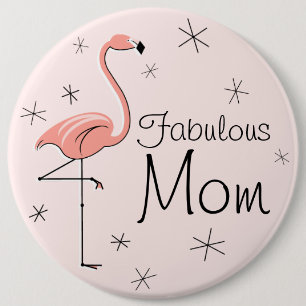 Flamingo Pink 'Fabulous Ma'-knop Ronde Button 6,0 Cm