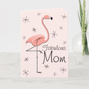 Flamingo Pink Fabulous Ma moederdag verticaal Kaart
